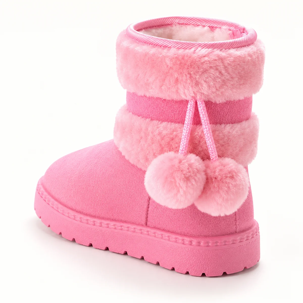 bottines fille roses fourrees a pompon 44526 11b vue arriere