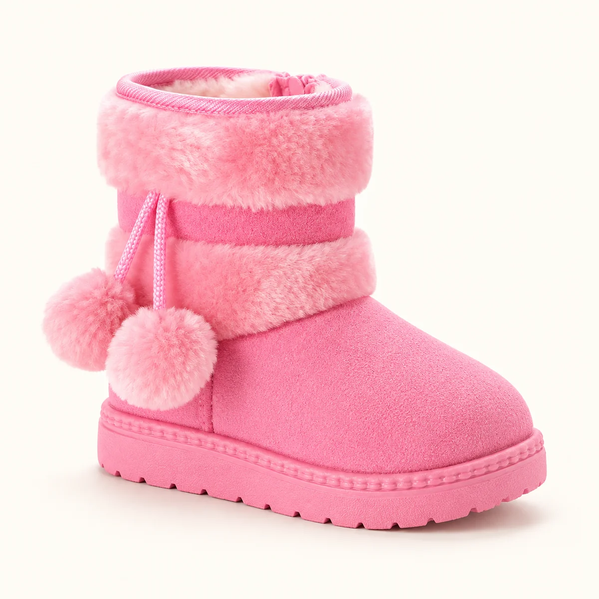 bottines fille roses fourrees a pompon 44526 11b vue principale