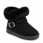 Bottines fourrées fille à revers douillet élégantes en noir