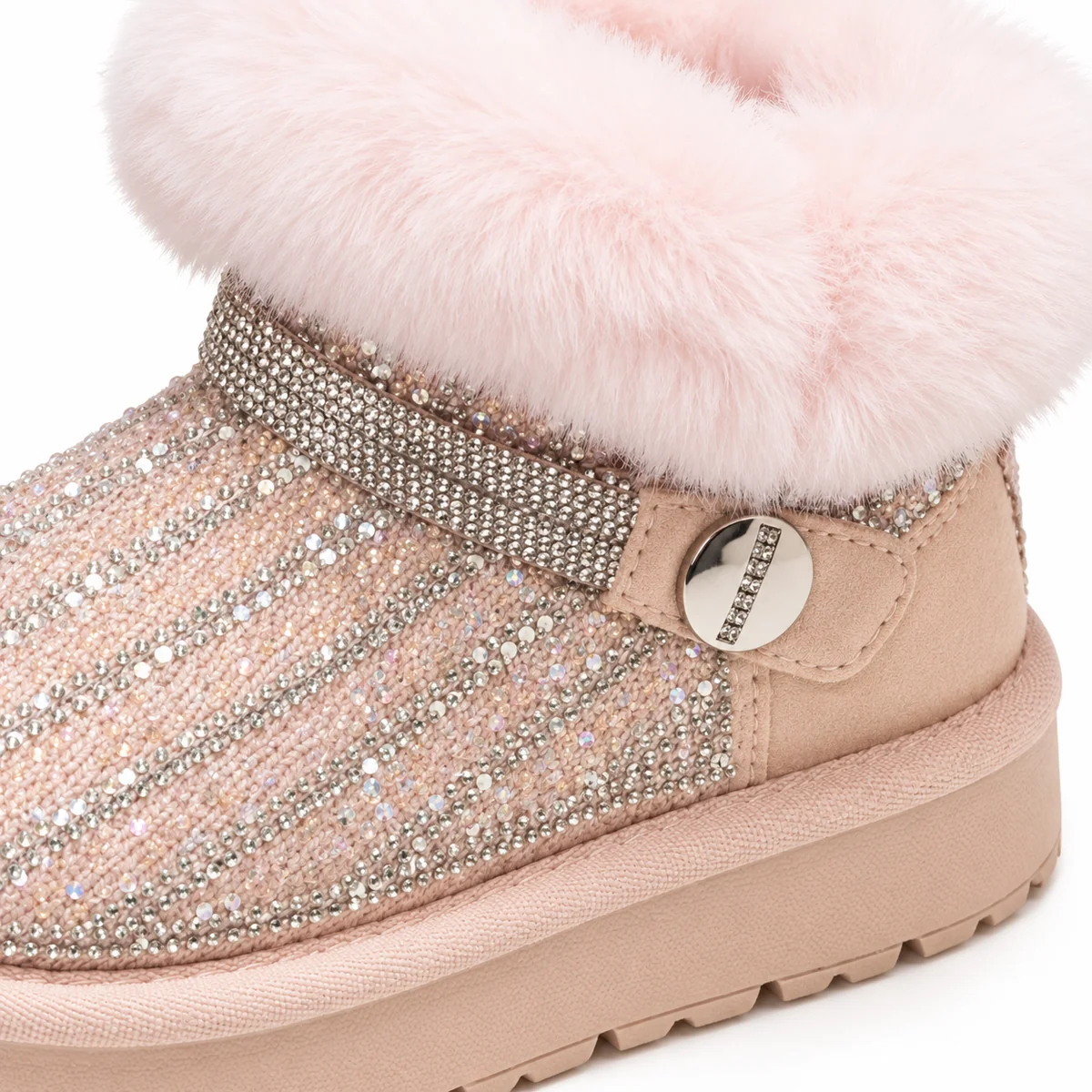 Chaussures d'hiver pour fille à sequins et doublure en fourrure