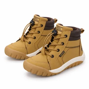 Bottines garçon camel à lacets style randonnée pour enfant