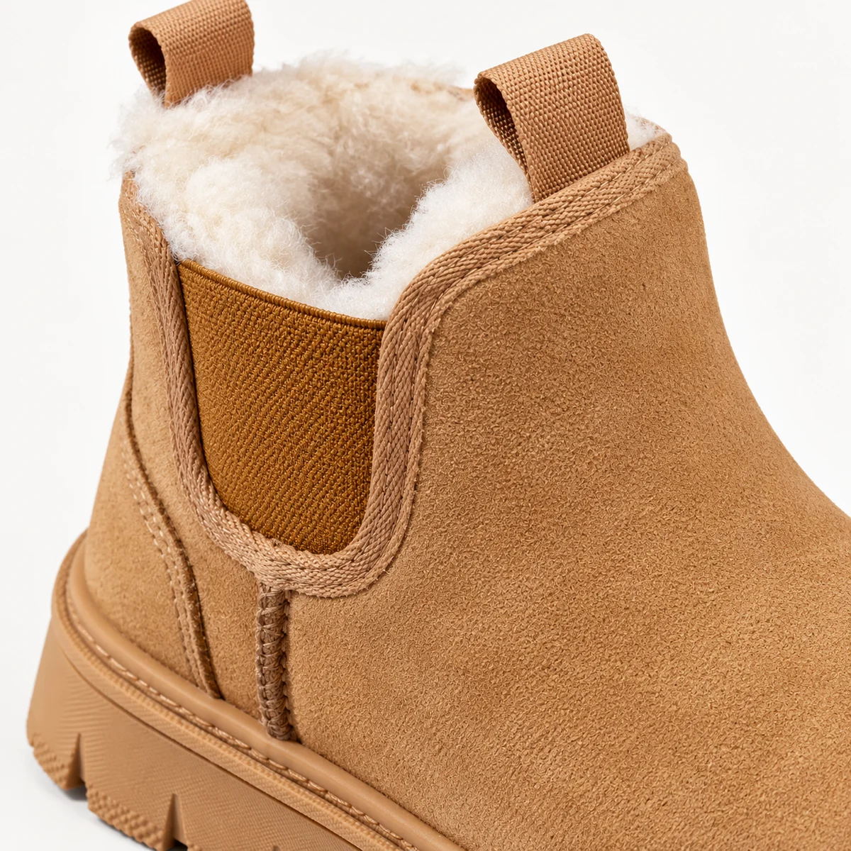 Chaussures d'hiver pour garçon en cuir camel avec semelle antidérapante