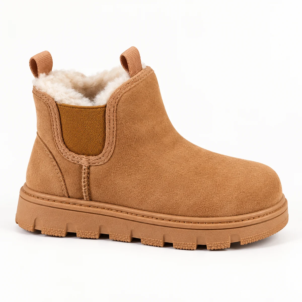Bottines enfant garçon camel avec doublure chaude et semelle épaisse