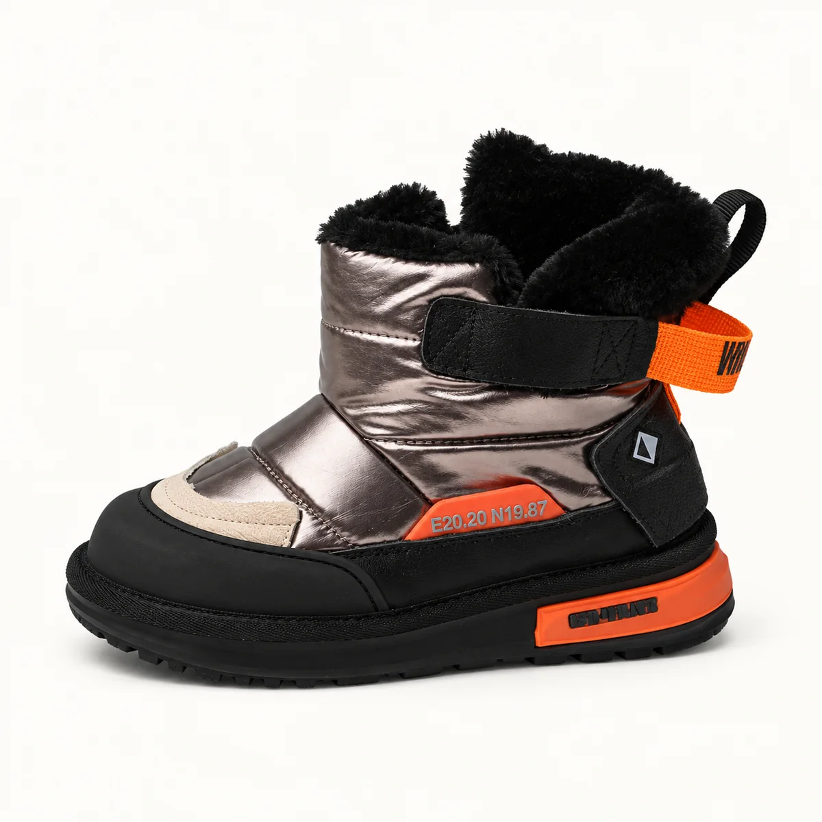 bottines garcon gris metallise en simi 44699 10b vue laterale