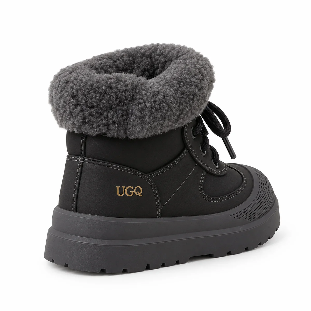 Détail de la semelle des bottines garçon grises fourrées pour confort