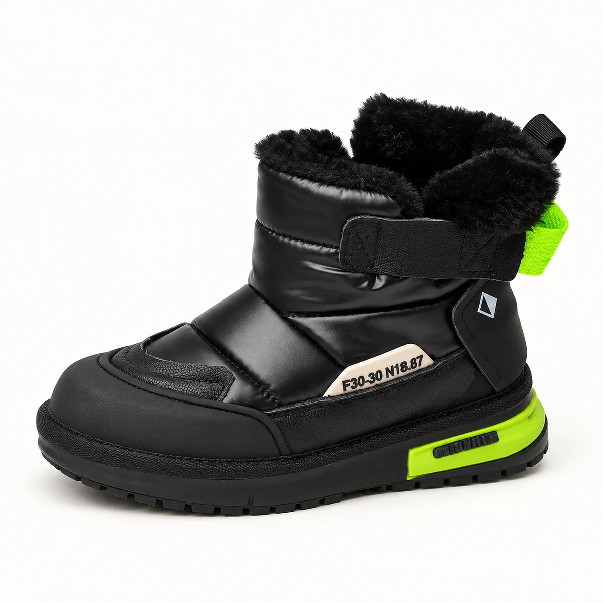 Bottines pour garçon avec détails verts et design à boucles