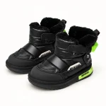Bottines garçon noires avec boucles et détails verts pour enfant