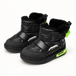 Bottines garçon noires avec boucles et détails verts pour enfant