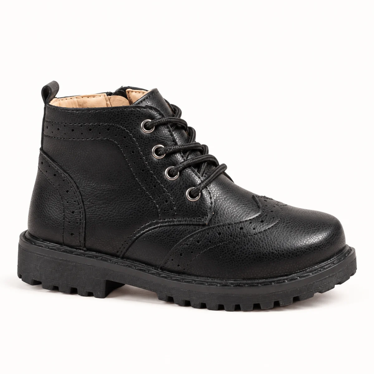 Bottines garçons noires à lacets solides et design moderne