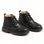 Bottines noires à lacets pour garçon avec semelle crantée tendance