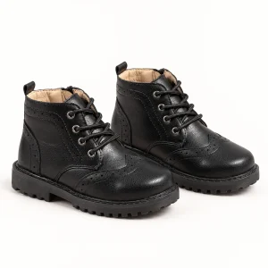 Bottines noires à lacets pour garçon avec semelle crantée tendance