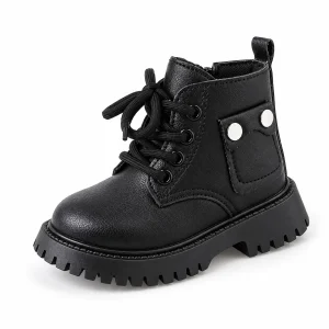 Bottines garçon noires à lacets et zip pour l'automne