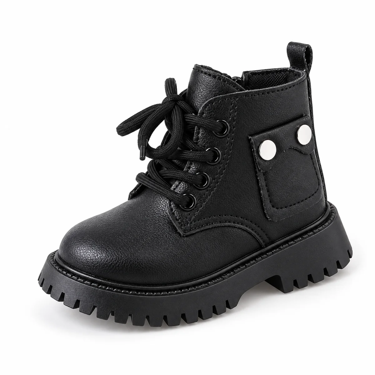 Bottines garçon noires à lacets et zip pour l'automne