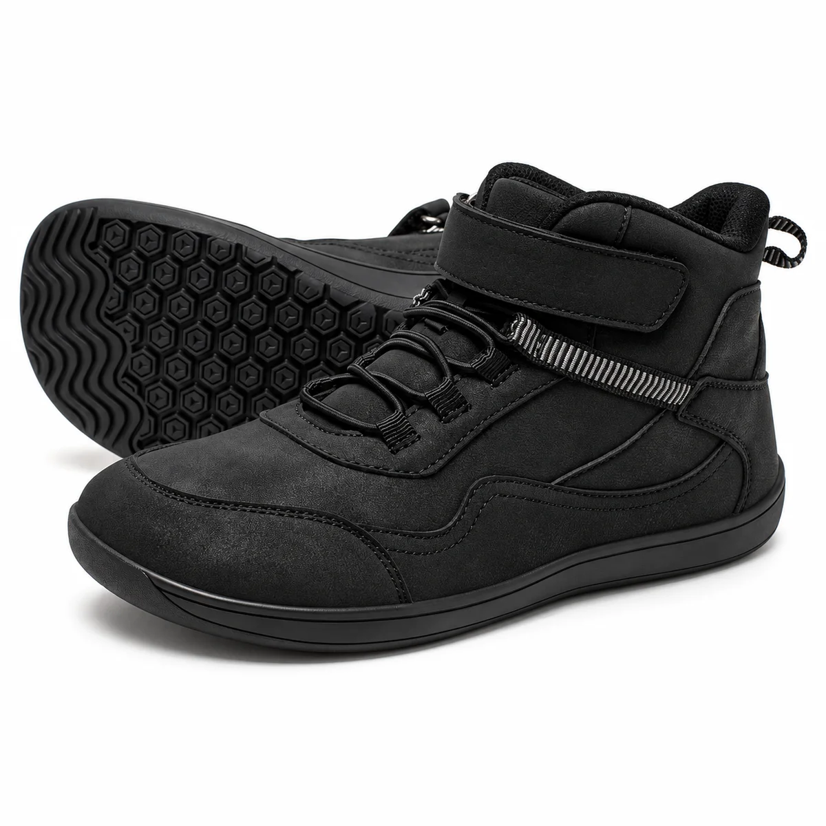 Bottines garçon noires à scratch et laçage pour enfants