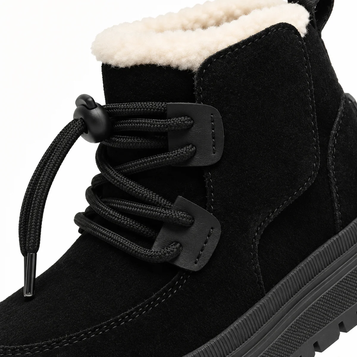 Bottines pour garçon en cuir noir à scratch et semelle crantée