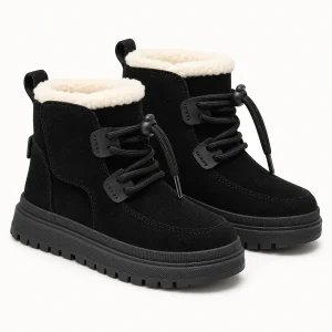 Bottines garçon noires à scratch avec semelle crantée pour enfant