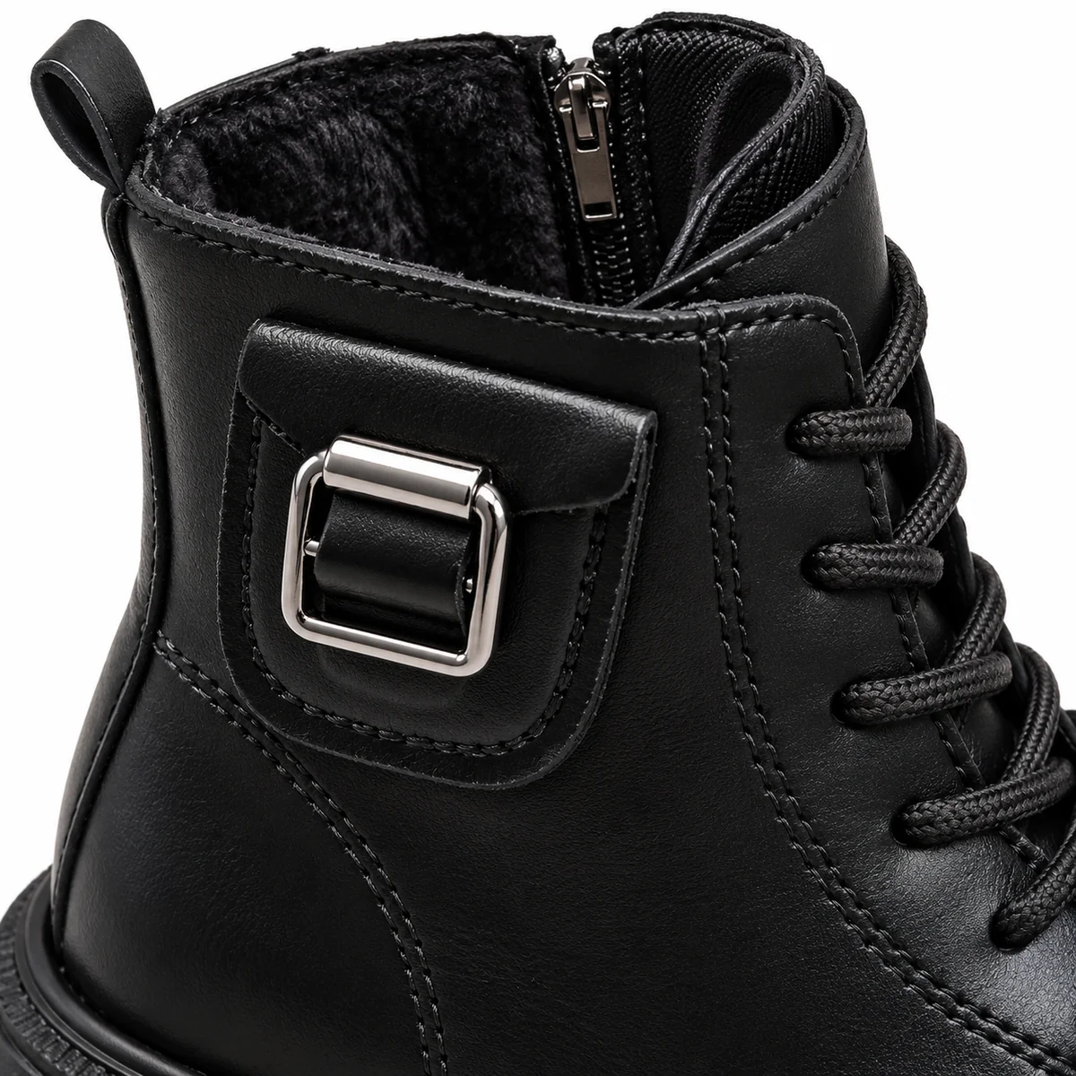 Bottines garçon noires chaudes avec zip et détails en boucle