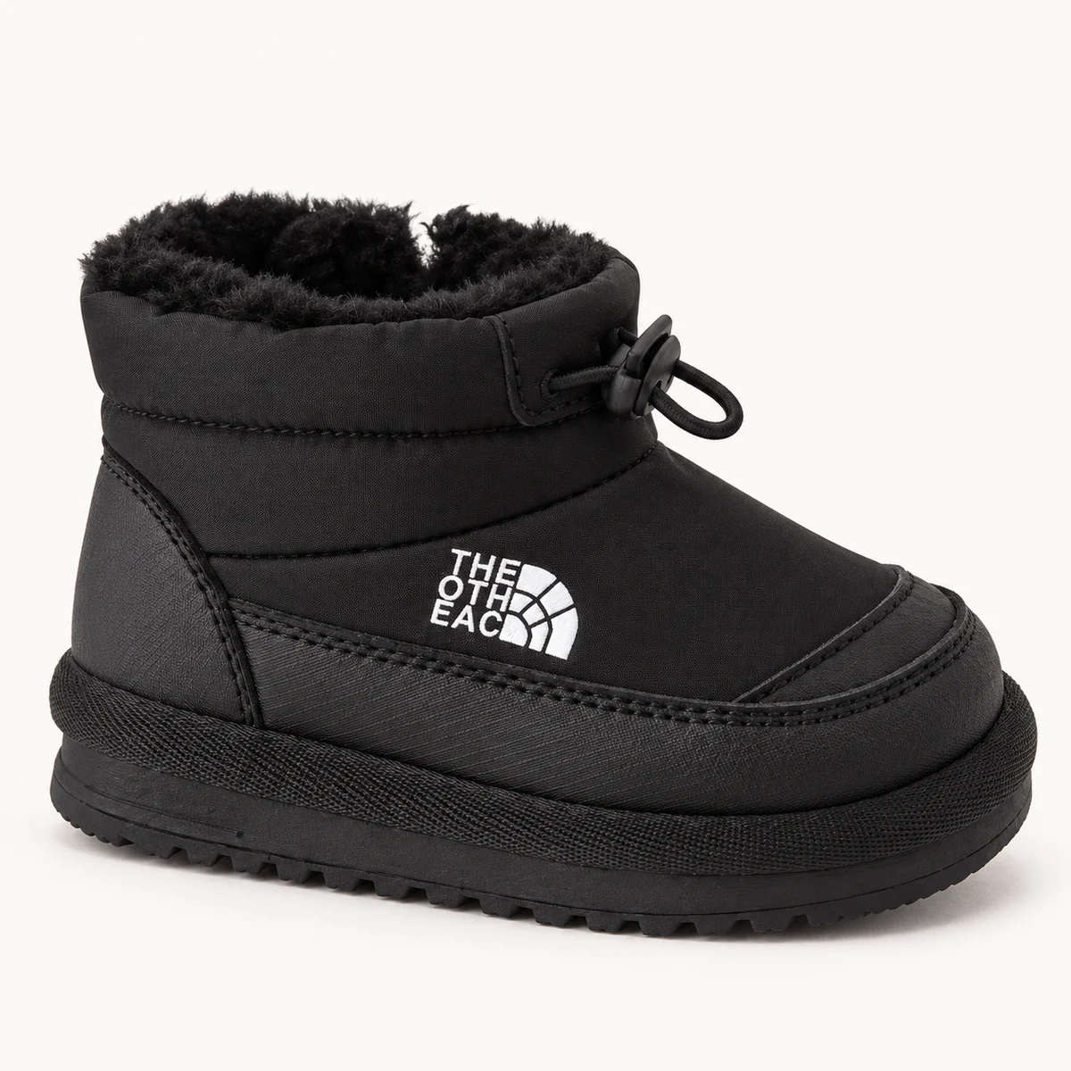 Bottines pour garçon avec face en cuir noir et col matelassé chaud