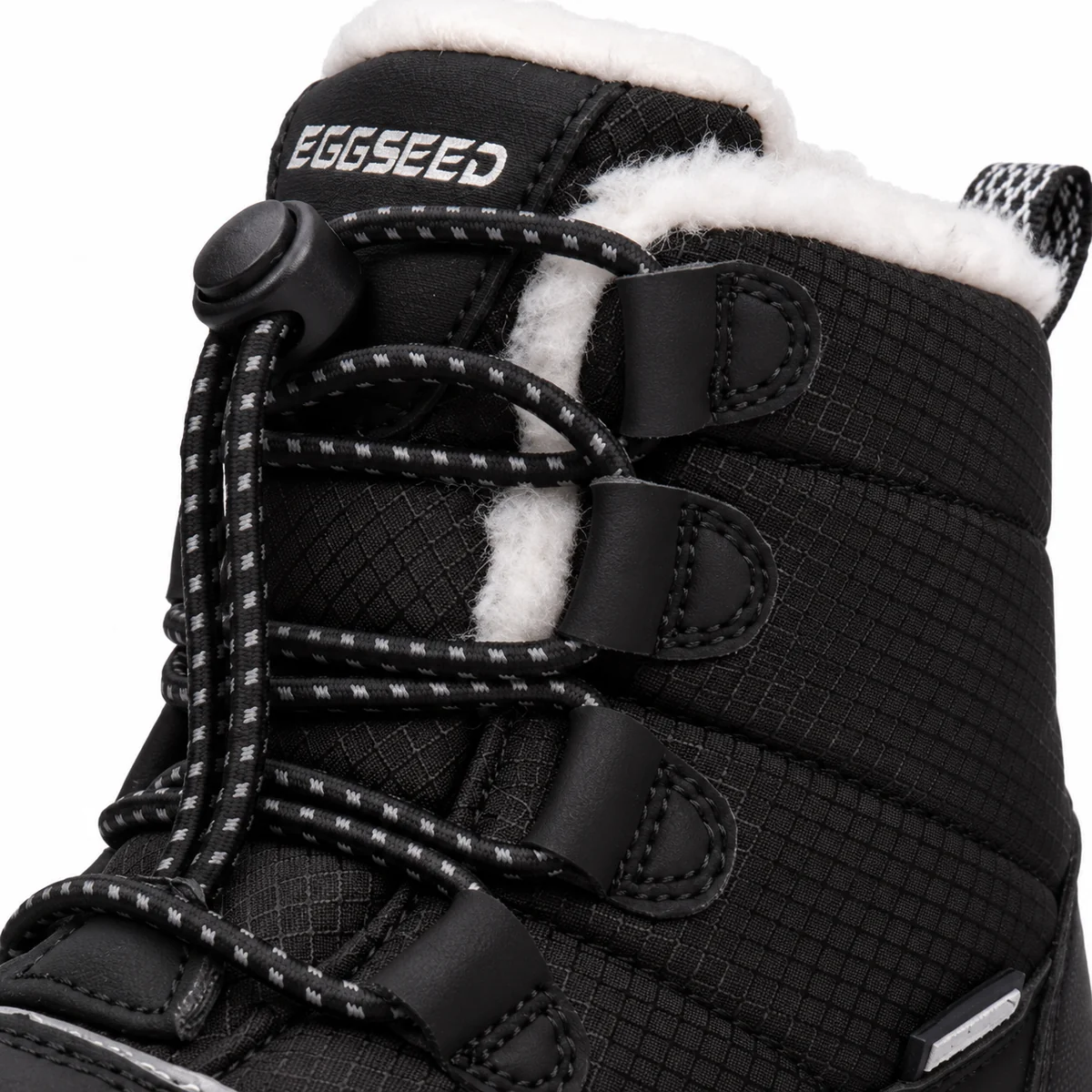 Bottines fourrées pour garçon en cuir noir avec lacets