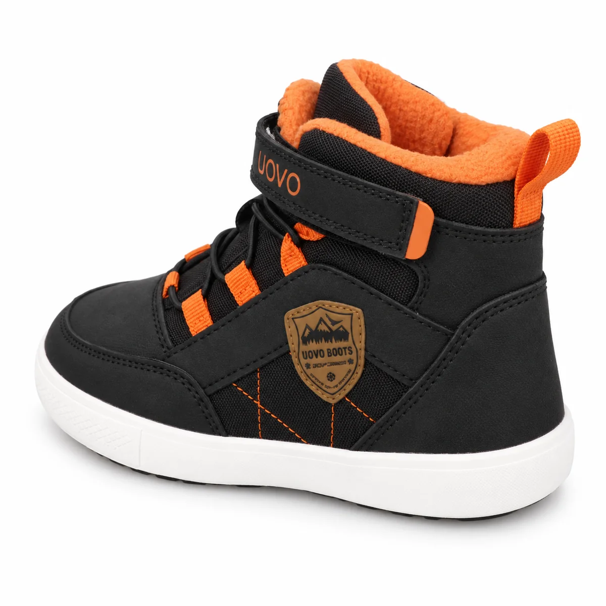 Bottines garçon noires chaudes avec détails orange pour l'hiver