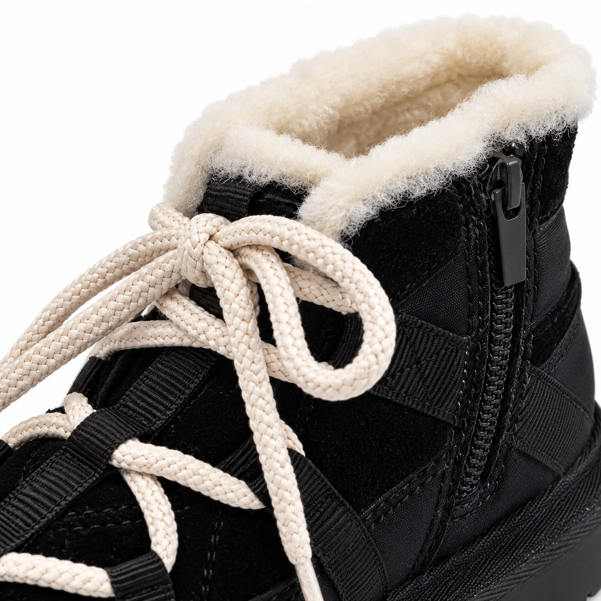 Chaussures garçon fourrées avec lacets clairs pour hiver chaud