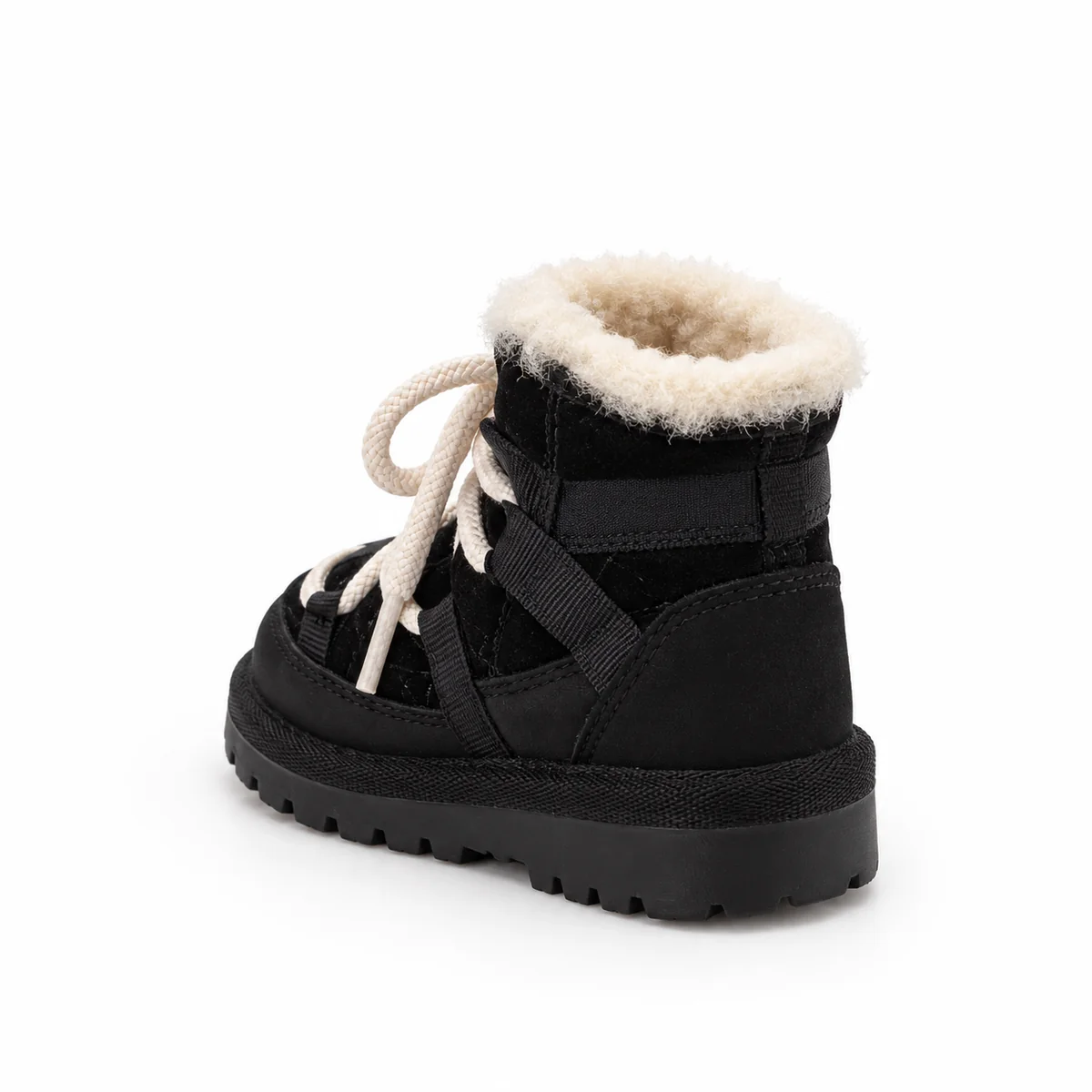 Bottines d'hiver garçon noires avec semelle antidérapante et lacets contrastés