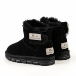 Bottines garçon noires fourrées avec scratch latéral pour hiver