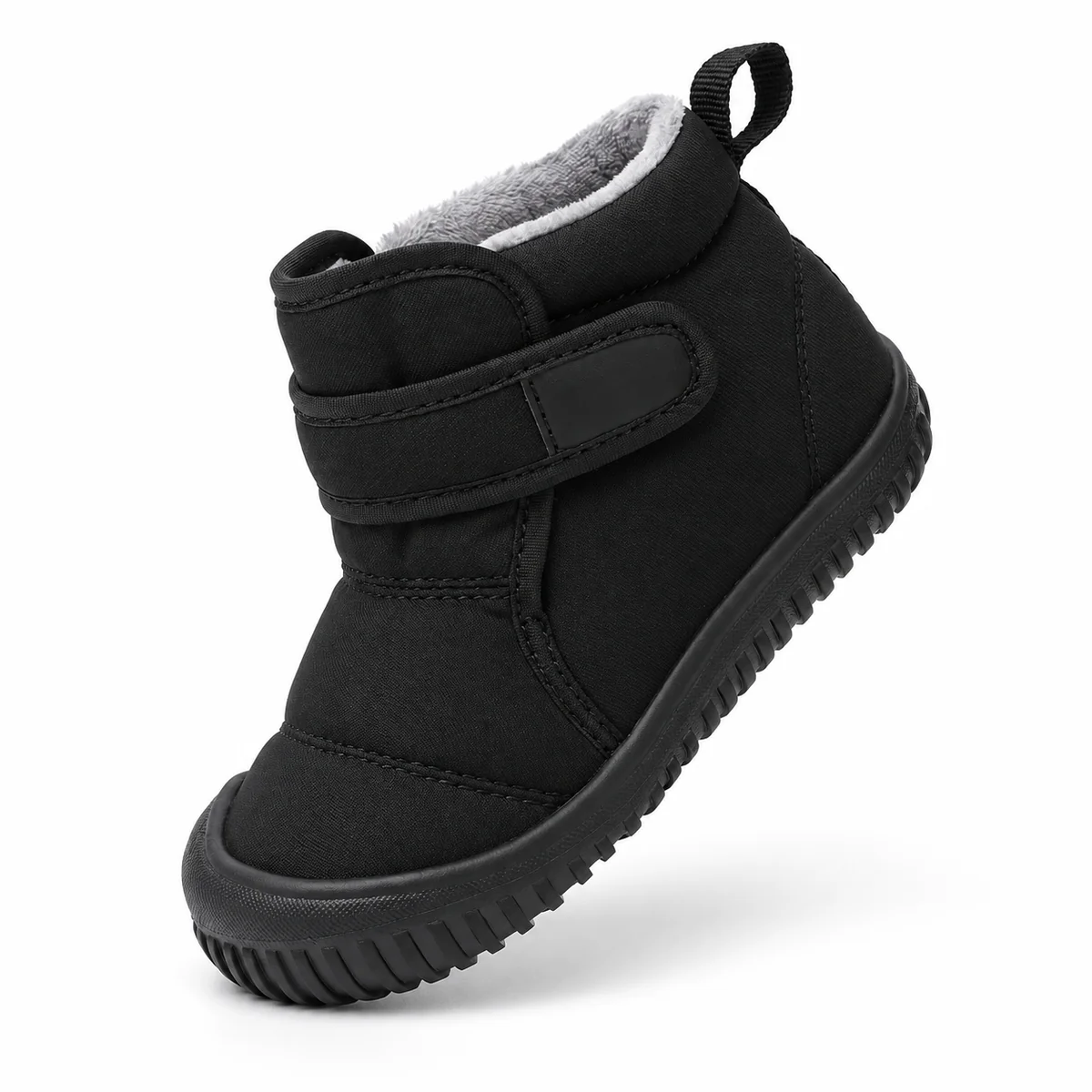 Bottines garçon noires matelassées avec scratch pour le confort