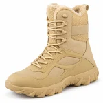 Bottines homme beiges fourrées avec semelle épaisse pour hiver