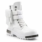 Bottines homme blanches à lacets avec brides élégantes et pochette tendance