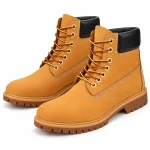 Bottines homme camel fourrées à lacets avec col noir pour homme élégant