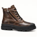 Bottines homme fourrées à lacets et zip latéral en cuir robuste