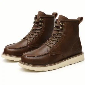 Bottines homme marron à lacets avec semelle claire pour style casual