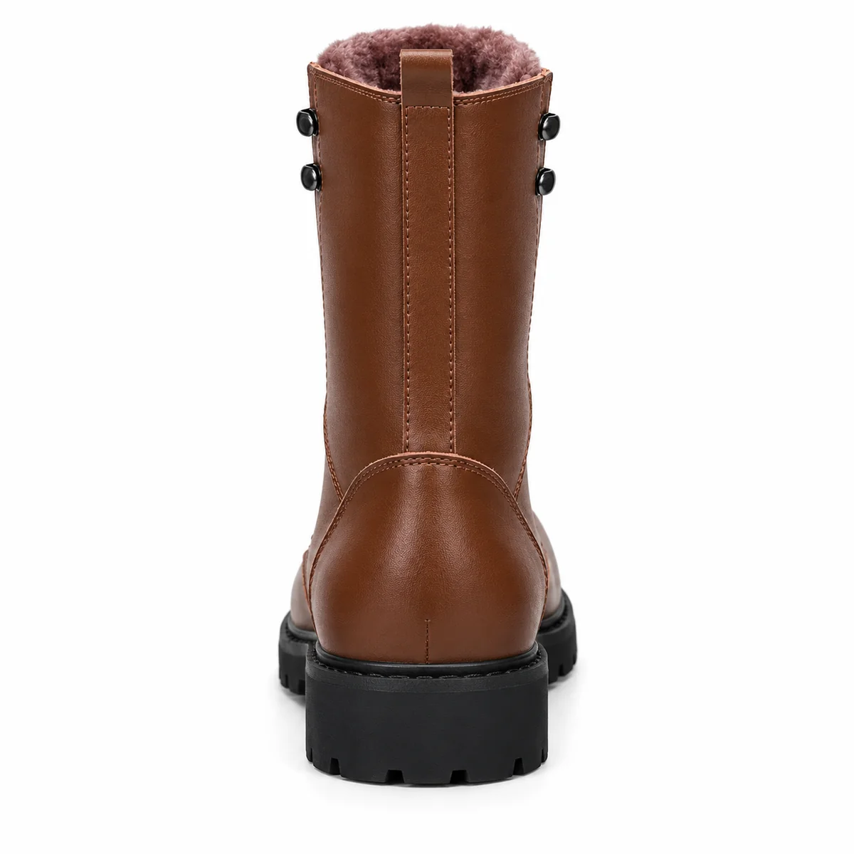 bottines homme marron fourrees a lacage montant et semelle noire vue arriere