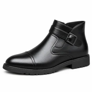 Bottines homme noires avec boucle et fermeture éclair élégantes