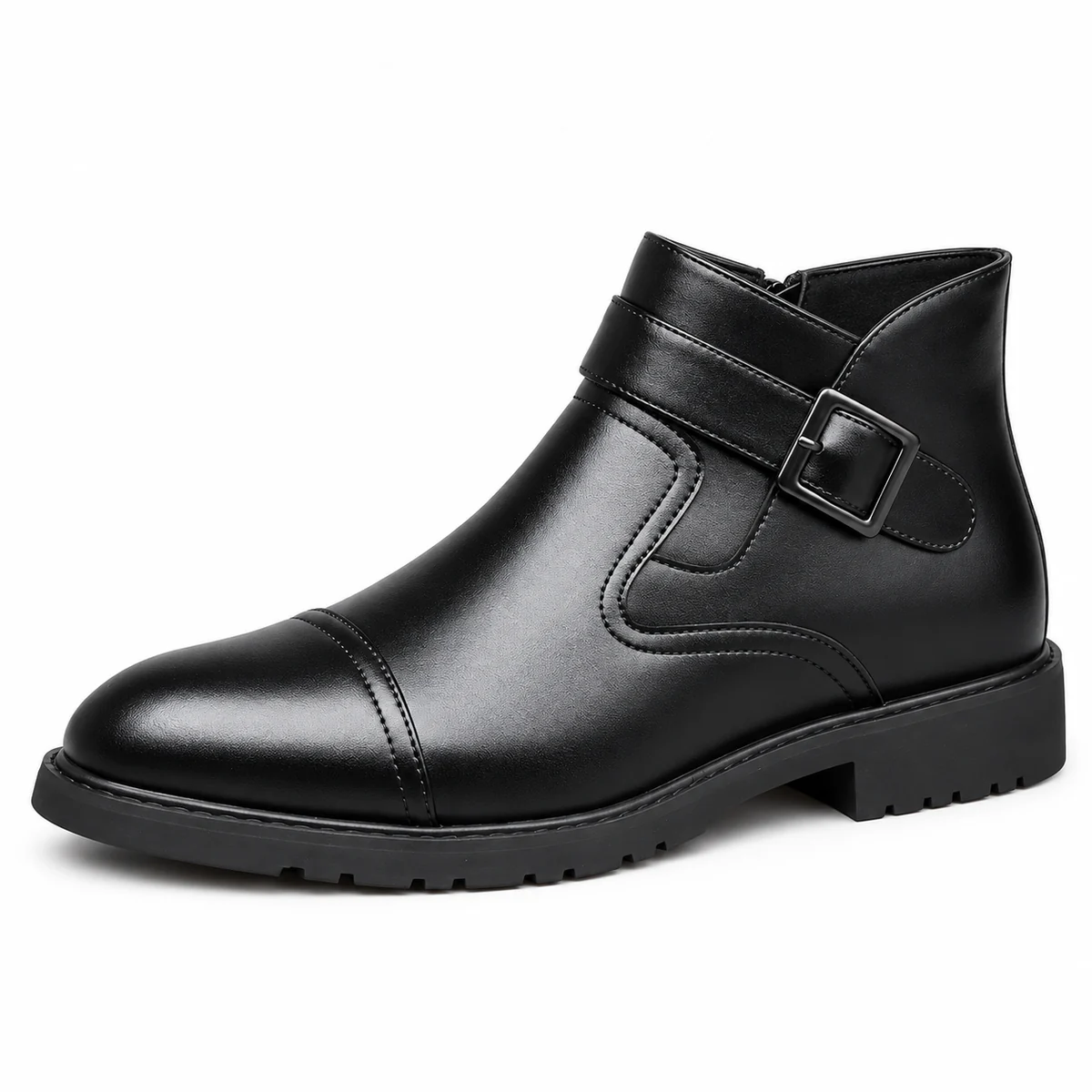 Bottines homme noires avec boucle et fermeture éclair élégantes