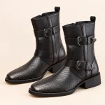 Bottines homme noires à boucles avec empeigne texturée