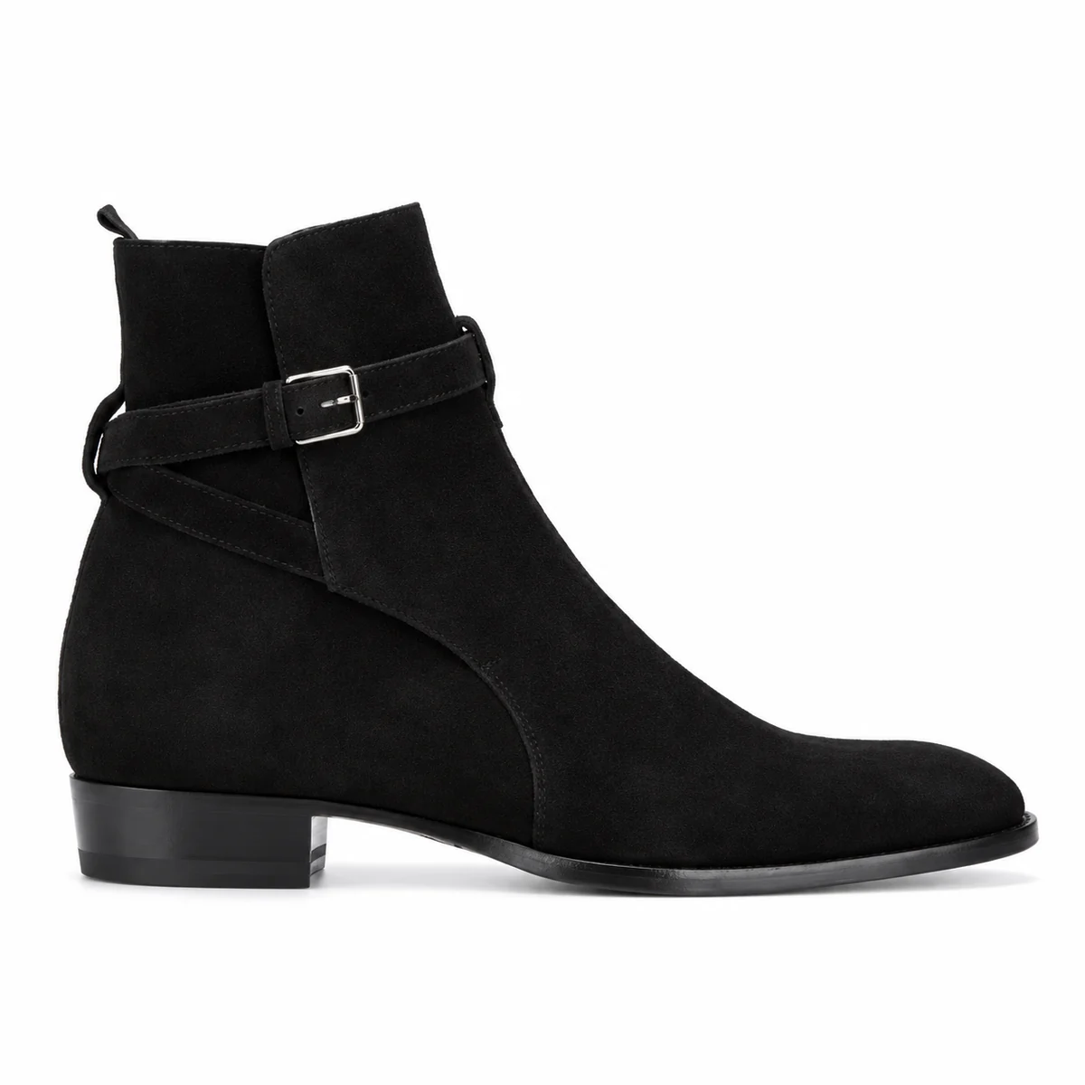 Bottines noires à bride pour homme avec talon discret et confortable