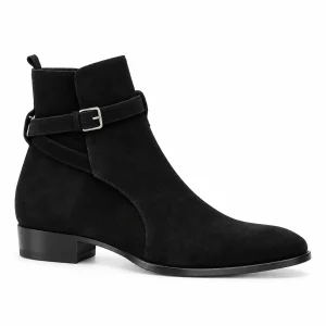 Bottines homme noires avec bride et talon bas élégantes pour homme moderne