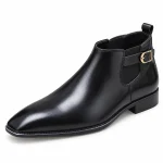 Bottines homme noires à brides avec finition lisse et design élégant