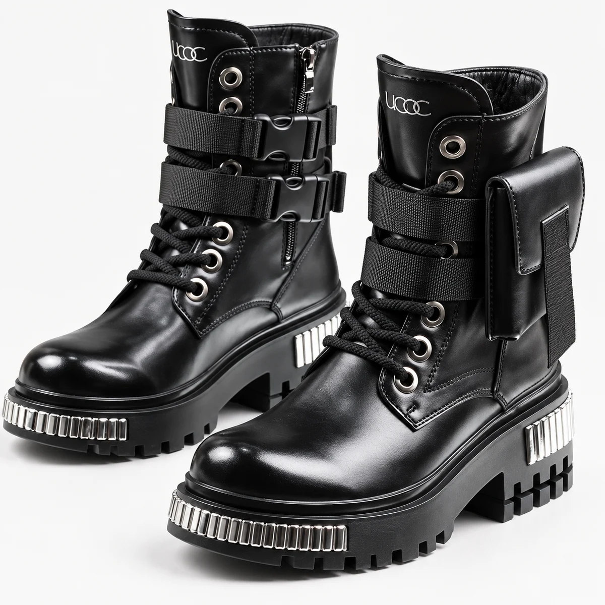 Bottines homme noires à lacets et brides pour style casual