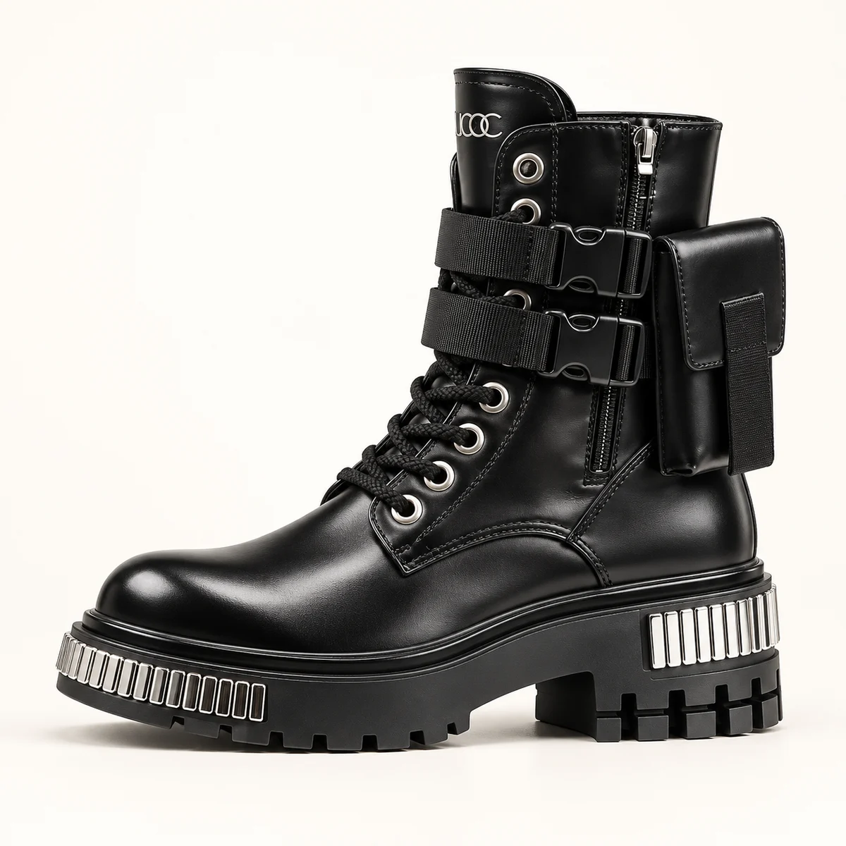 Close-up des bottines homme noires avec finition élégante