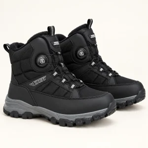 Bottines noires pour homme à laçage rotatif et semelle grise