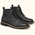 Bottines homme noires à lacets avec bordure contrastante élégantes pour style urbain