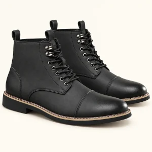 Bottines homme noires à lacets avec bordure contrastante élégantes pour style urbain