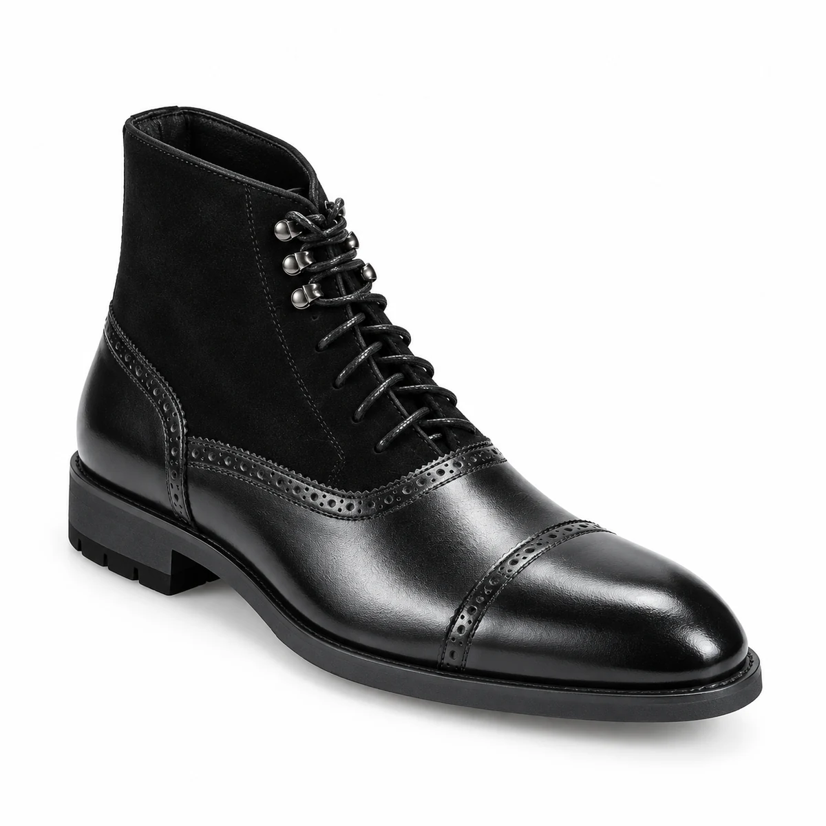 Bottines homme noires à lacets avec bout cousu élégantes pour homme