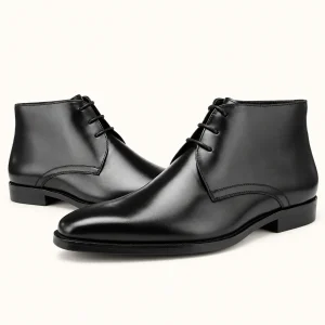 Bottines homme noires à lacets avec bout pointu