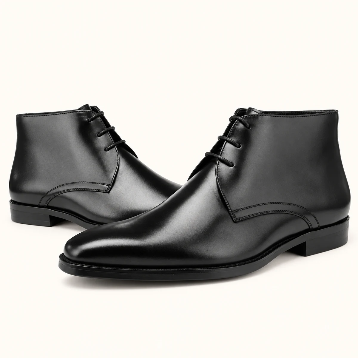 Bottines homme noires à lacets avec bout pointu
