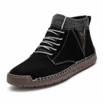 Bottines pour homme noires avec lacets et col en maille élégantes
