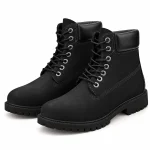Bottines homme noires à lacets et col lisse élégantes en cuir